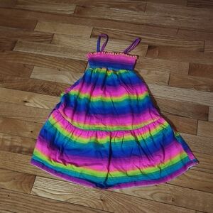 Girl's rainbow ombre stripe print summer dress